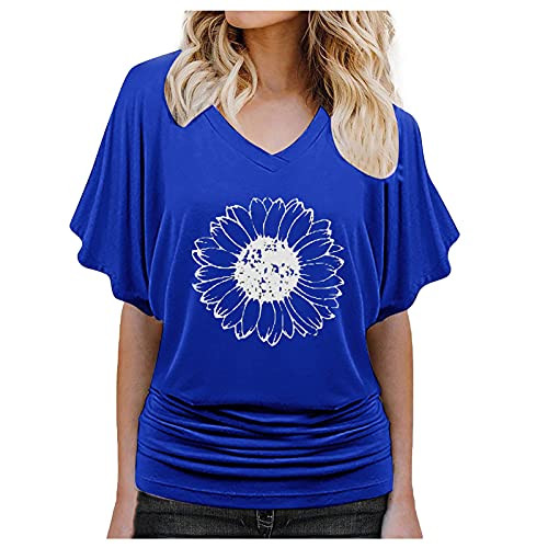 Tops for Women T-Shirts Floral Graphic Printing V Neck Batwing Sleeve Tops Summer Casual Loose Short Sleeve Blouse Tops for Women T-Shirts Floral Graphic Printing V Neck Batwing Sleeve Tops Summer Casual Loose Short Sleeve Blouse