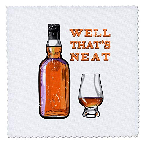 3dRose Funny Whiskey Pun Well Thats Neat Whiskey with no ice in Glass. - Quilt Squares -qs_326014_3-