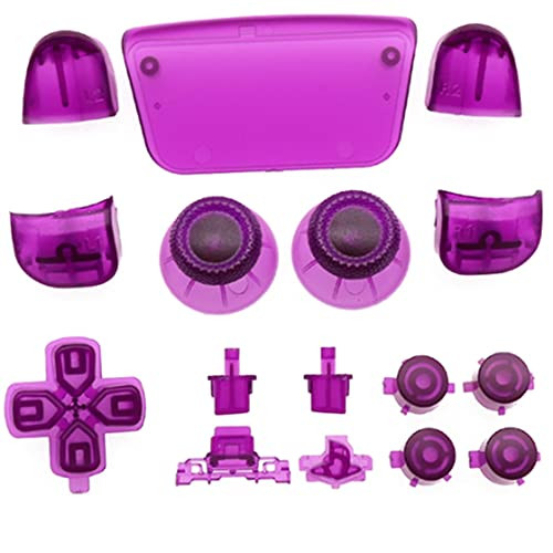 Transparent Full Button L1 R1 L2 R2 Trigger Buttons ABXY Buttons D-pad Direction Key Button Controller Repair for Playstation 5 PS5 Controller -Clear Purple-