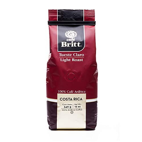 Cafe Britt - Costa Rican Light Roast Coffee -12 oz.- - Whole Bean- Arabica Coffee- Kosher- Gluten Free- 100 percent Gourmet  and  Light Roast -1 Year Shelf-Life-
