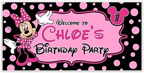 Minnie Mouse Birthday Banner Personalized Custom Party Backdrop Decoration Minnie Mouse Birthday Banner Personalized Custom Party Backdrop Decoration