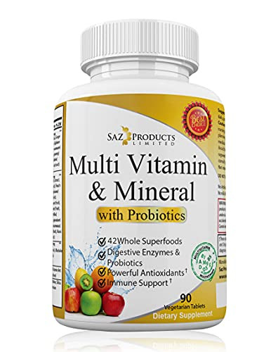 Whole Food MultiVitamin  and  Mineral Plus Probiotic Enzymes  Increased Energy- Combats Fatigue- Eliminates Brainfog  and  Easy on Digestion for Men  and  Women  Non-GMO  90 Tablets