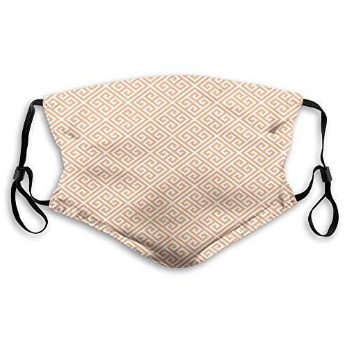 Comfortable Printed mask-Frieze Pattern in Pastel Orange Historical Motif in Diagonal?Windproof Facial decorations for man and woman