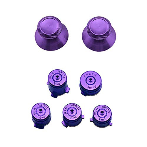 Aluminium Metal Mod Kit Thumbstick Joystick Analog Cap Bullet ABXY Guide Button for Xbox 360 Controller Gamepad Replacement -Purple-