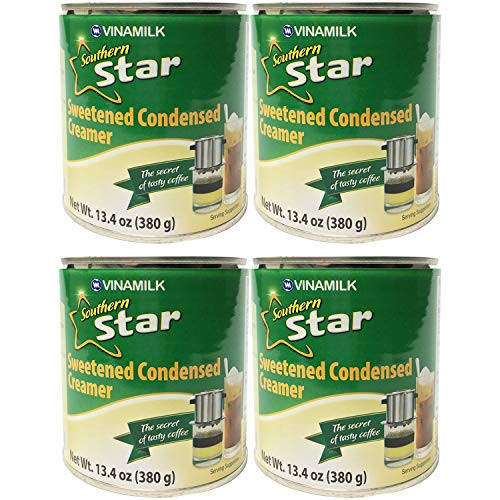 Vinamilk Sweetened Condensed Milk Creamer 13.4 ounce Can Concentrated Sweet Liquid Milk Best for Vietnamese Coffee -4 Pack-