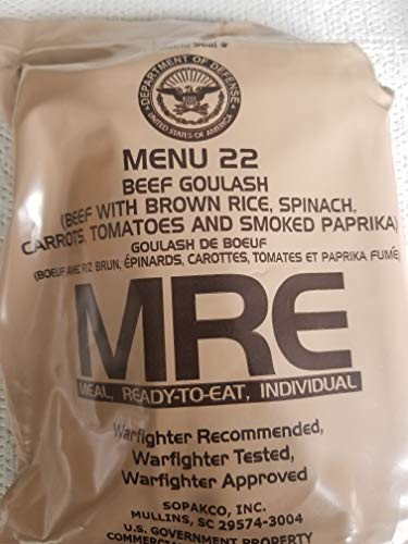 LoJo Surplus 2022 Genuine Military MRE Meals Ready to Eat with Inspection Date 2022 or Newer -Beef Goulash-