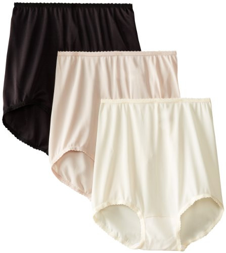 Bali Women's Skimp Skamp Brief Panties -3-Pack-- Moonlight/Rosewood/Black- 9
