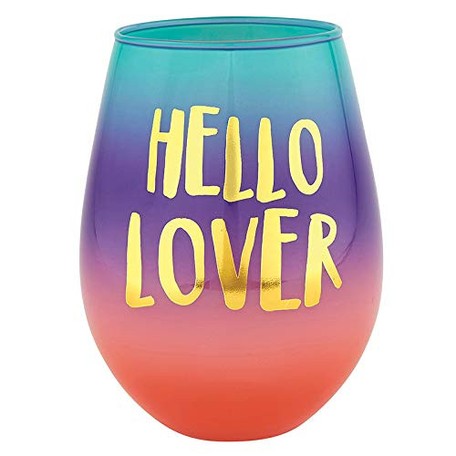 Creative Brands Slant Collections - Jumbo Stemless Wine Glass- 30-Ounce- Hello Lover