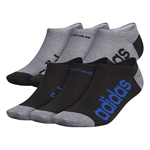 adidas Superlite Linear No Show Socks -6-Pair--Black/Onix - Light Onix Marl/Team Royal Blue Onix - Li-L