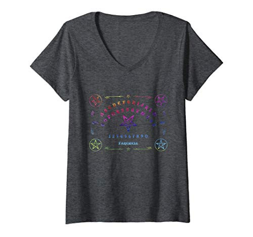 Womens Rainbow Vintage Occult Ouija Board Wiccan Gothic Witch Gift V-Neck T-Shirt