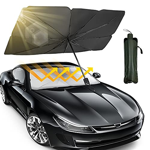 Geronmine Windshield Sun Shade Umbrella- Foldable Car Sunshade for Car Front Window /Auto Windshield Covers- 57'' x 31''- Fit Most Vehicle