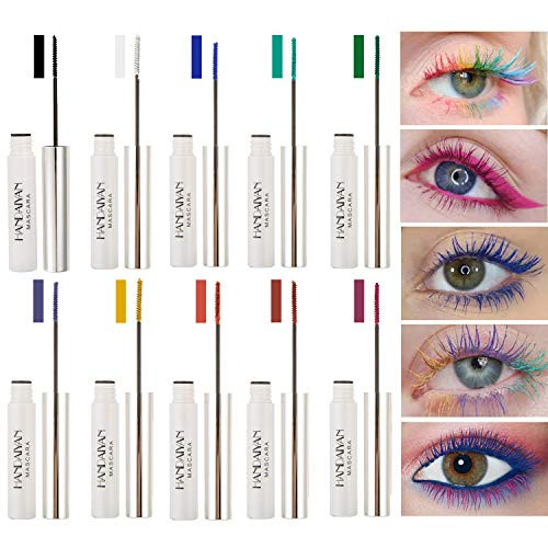 Waterproof Color Mascara- COOSA 10 Color Variety Pack Mascara Eyeliner Charming Longlasting Mascara for Eyelash Eye Makeup -10PCS-
