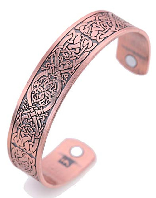 TEAMER Magnetic Health Care Bracelet Viking Irish Celtic Knot Engraved Cuff Bangle for Men Women -Antique Copper- TEAMER Magnetic Health Care Bracelet Viking Irish Celtic Knot Engraved Cuff Bangle for Men Women -Antique Copper-