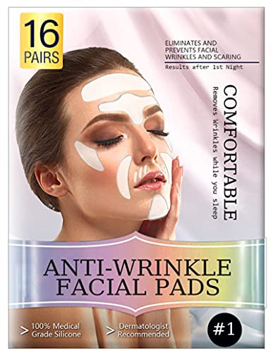 16-PCS Face Wrinkle Patches- Reusable Forehead Wrinkle Patches- Smoothing and Reducing Silicone Anti-Wrinkle Patches for Eye Face Mouth -pink-