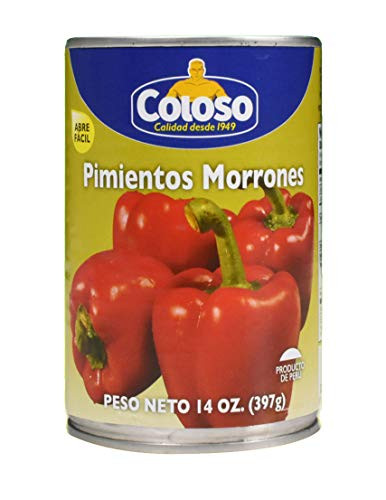 Coloso Sweet Red Peppers - Pimientos- 14 Oz.- 397 grams- EZ-Open Can. Pack of -4-