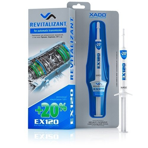 XADO Revitalizant EX120 Conditioner for Automatic Gearbox  and  CVT Tiptronic Transmission Oil Treatment Additive -Box- Syringe 8 ml- Protectant Fluid - Restore Your ATF Metal Parts from Wear -Automatic-