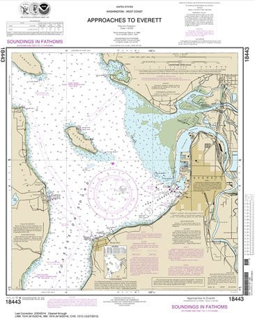 Paradise Cay Publications- Inc. NOAA Chart 18443- Approaches to Everett 23.6 x 18.1 -Traditional-