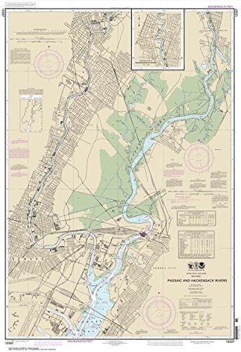 Paradise Cay Publications NOAA Chart 12337- Passaic and Hackensack Rivers 29.7 x 43.5 -Traditional Paper-