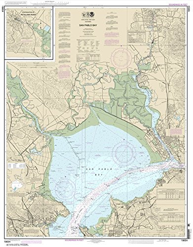 Paradise Cay Publications NOAA Chart 18654- San Pablo Bay 33.2 x 42.4 -Traditional Paper-