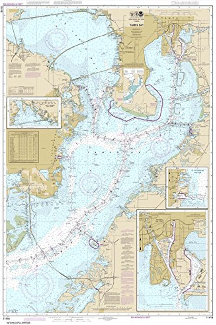 Paradise Cay Publications NOAA Chart 11416- Tampa Bay- Safety Harbor- St. Petersburg- Tampa- 34.3 X 51.7- Traditional Paper