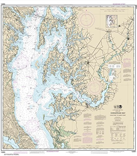 Paradise Cay Publications- Inc. NOAA Chart 12263- Chesapeake Bay Cove Point to Sandy Point- 40.1 X 35.3- Traditional Paper