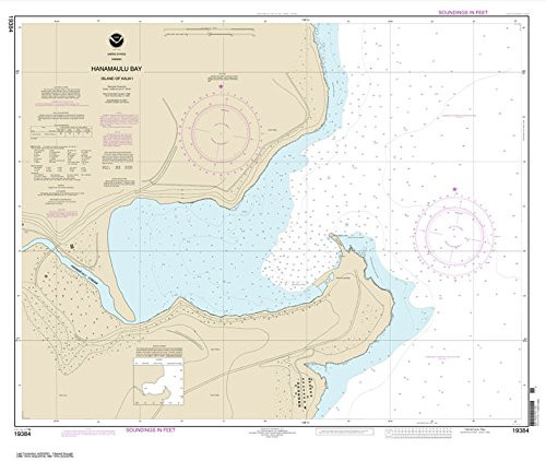 Paradise Cay Publications NOAA Chart 19384- Hanamaulu Bay Island of Kaua'i 30 x 35.5 -Traditional Paper-