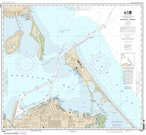 Paradise Cay Publications NOAA Chart 14845- Sandusky Harbor 35.3 x 38.1 -Traditional Paper-