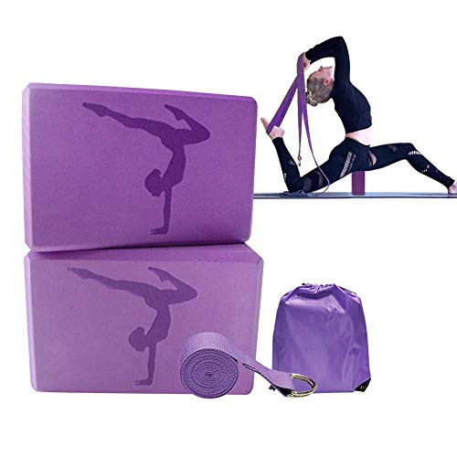 Yoga Blocks 2 Pack with Yoga Strap and Yoga Bag-Yoga Accessories 4 pcs High Density Yoga Blocks to Improve Strength- Flexibility and Balance- Durable and Light Weight Perfect for Yoga and Pilates Yoga Blocks 2 Pack with Yoga Strap and Yoga Bag-Yoga Accessories 4 pcs High Density Yoga Blocks to Improve Strength- Flexibility and Balance- Durable and Light Weight Perfect for Yoga and Pilates