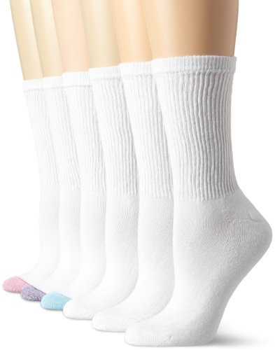 Hanes Women's Comfort Blend Crew Sock -Pack of 6-- Assorted- Shoe size 5-9/Sock Size 9-11