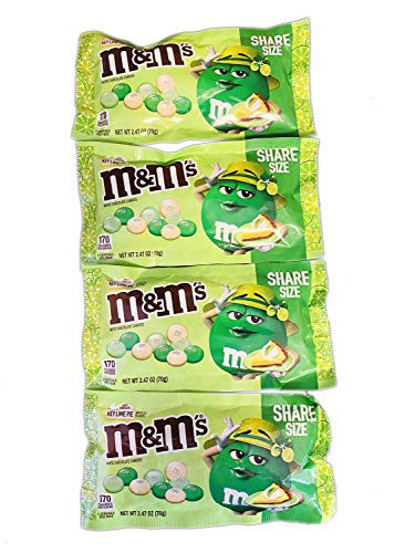 M and M's Chocolate Candies 2.47 Oz Pack Of 4 Key Lime Pie Flavored White Chocolate Candy Delicious Crunchy Chocolate Candy Sweet And Tasty Chocolate Snack