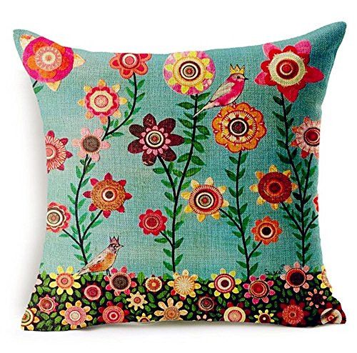 Acelive 16 x 16 inches Flower Oil Painting The Branch Flower Birds Cotton Linen Throw Pillow Case Cushion Cover Home for Sofa Study Room Coffee House Decor Decoration