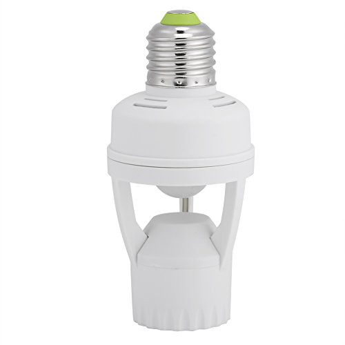 E27 Screw Light Bulb Holder LED PIR Infrared Motion Sensor Lamp Switch Socket with Adjustable Button 360 Degrees Detection for Bathroom,Stairs,Front Door,Garage