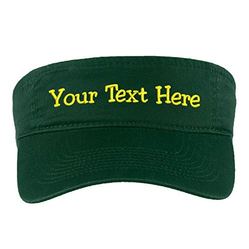 Custom Visor Hat Embroider Your Own Text Customized Adjustable Fit Men Women Visor Cap -Hunter-