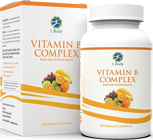 Vitamin B Complex  5-MTHF Folate with B1- B2- B5- B6- Methyl B12- Niacin- Biotin  Wide Range of Benefits for Stress- Heart Health- Nervous System Support- Healthy Brain Function