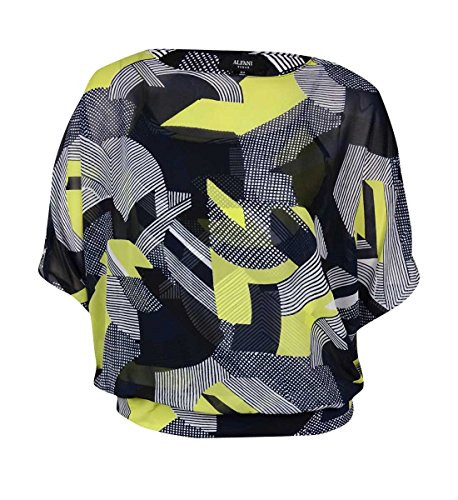 Alfani Womens Plus Chiffon Printed Pullover Top Multi 0X