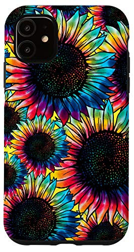iPhone 11 Trendy Colorful Tie Dye Hippie Sunflower Floral Pastel Gift Case