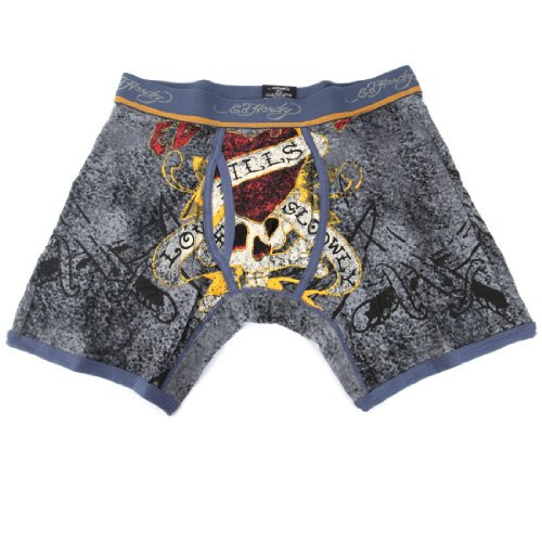 Ed Hardy Men's Premium Love Kills Slowly Boxer Brief- Blue- Medium