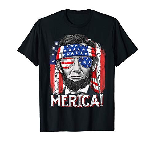 4th of July Shirts for Men Merica Abe Lincoln Women Tee Gift