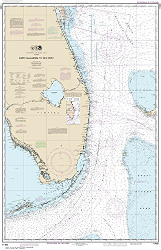 MapHouse NOAA Chart 11460 Cape Canaveral to Key West- 46.78inch X 29.99inch Paper Chart