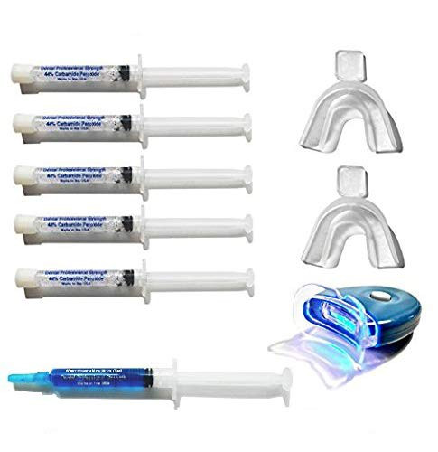 White Teeth Global Teeth Whitening Kit 44 percent Tooth Bleaching Gel with trays- remin and LED Accelerator Light