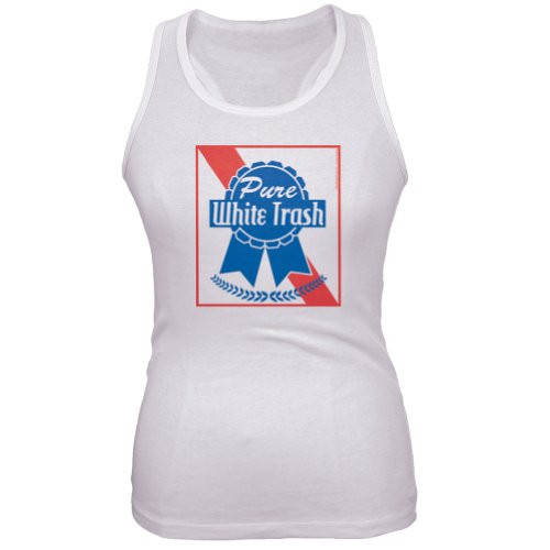 Old Glory 4th of July Pure White Trash Juniors Tank Top - X-Large