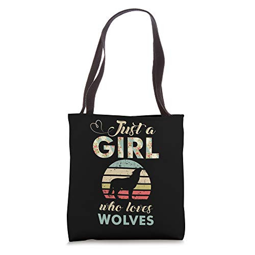 Just A Girl Who Loves Wolves Retro Vintage Wolf Tote Bag Just A Girl Who Loves Wolves Retro Vintage Wolf Tote Bag