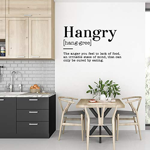 YOKIKI Wall Quote Hangry The Anger You Feel to Lack of Food an Irritable State of Mind Wall Sticker Home Decor Decoration Wall Art for Boy's Room Vinyl Art Decal