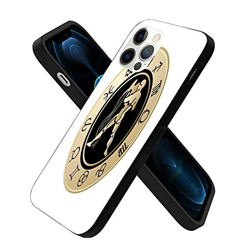 Compatible with iPhone 12 Pro Max Series Case-Horoscope Chart with Twelve Signs Planets Sun Moon Archaic Symbol Design for iPhone 12 Pro Max-6.7inch