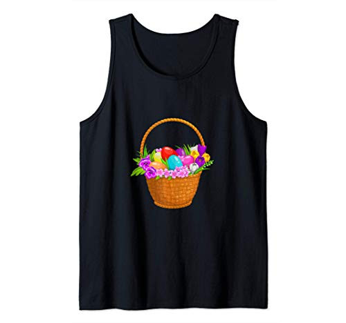 Easter day Easter Basket With Easter Eggs And Flowers for Tank Top