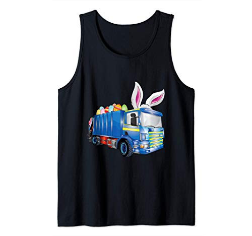 Easter Egg Garbage Truck Shirts Men Boys Easter Bunny Basket Tank Top