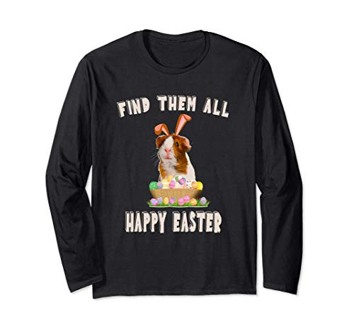 Funny Guinea Pig With cute Bunny Ears Easter Basket stuffers Long Sleeve T-Shirt