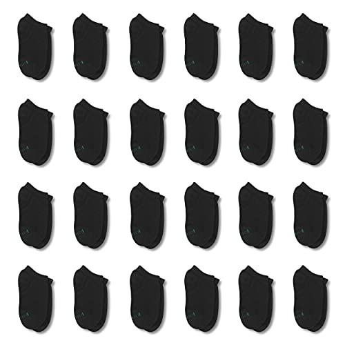 Hanes Boys' EZ Sort Comfort Toe Seam No Show Socks- Black - 24 Pack- Shoe Size- 3-9