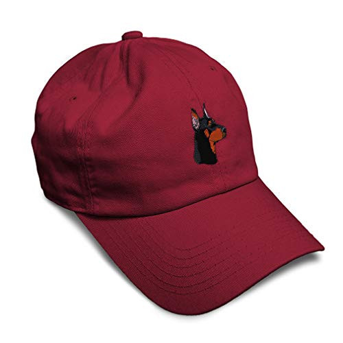 Soft Baseball Cap Doberman Head Embroidery Pets Dogs Twill Cotton Dad Hats for Men and Women Buckle Closure Burgundy Design Only Soft Baseball Cap Doberman Head Embroidery Pets Dogs Twill Cotton Dad Hats for Men and Women Buckle Closure Burgundy Design Only