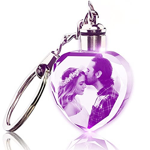 Custom Crystal Keychain Photo- Lighted Personalized 3D Crystal Key Chain Heart Custom Crystal Keychain Photo- Lighted Personalized 3D Crystal Key Chain Heart